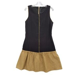 W118 by Walter Baker Sleeveless Dress - Black & Tan - Linen‎ Blend - M
